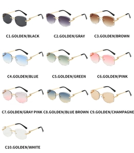 Vue matricielle de lunettes de soleil sans monture avec verres dégradés en plusieurs couleurs