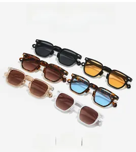 Detailed collection of vintage square sunglasses in six assorted colors and lens tints
