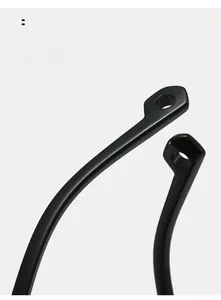Detail of curved black sunglasses arms featuring smooth finish and stable hanging holes