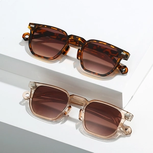 Retro polygon sunglasses with tortoiseshell and champagne frames featuring gradient lenses