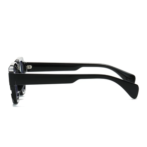 Classic black square frame blue light blocking glasses with thick retro temples