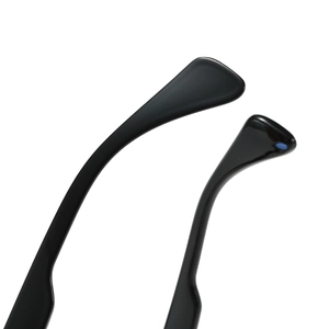 Classic black anti-blue light square glasses with high-gloss finish and sleek temples