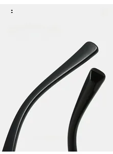 Detail of curved temples on black square sunglasses for comfortable ergonomic wear
