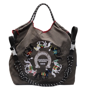 Borsa Tote Da Donna Grande Capacità Tessuto Oxford Ricamo Cavallo Manico In Corda Intrecciata Borsa A Tracolla Casual
