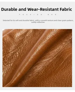 Detail view of brown lychee grain leather showing soft texture and durable finish
