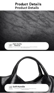 Detail of high-quality black leather texture and reinforced comfortable top handles