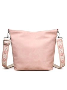 Sac fourre-tout en toile rose avec large bandoulière à motifs ethniques géométriques