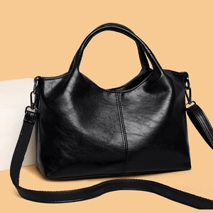 Women Handbag PU Leather Large Capacity Commuter Vintage Oil Wax Tote Shoulder Crossbody Bag Top Handle Zipper