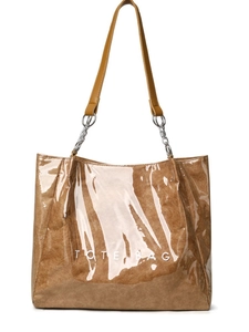 Détail du sac cabas en Tyvek avec couche PVC transparente et lettrage TOTE BAG