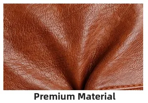 Detail of premium brown faux leather texture with exquisite double stitching craftsmanship