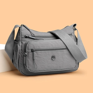 Sac Bandoulière Femme Nylon Multi Poches Léger Imperméable Sac À Épaule Décontracté Mode Voyage Quotidien