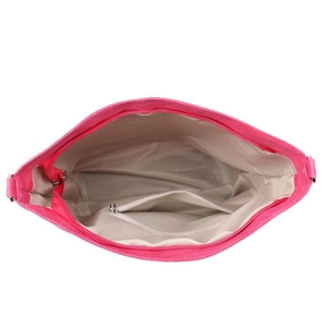 Sac fourre-tout magenta spacieux avec poche zippée interne et doublure à motif en V