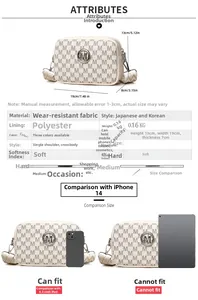 Comparaison de taille du sac bandoulière monogramme montrant la capacité tablette