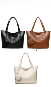 Tre borse tote in pelle goffrata coccodrillo in nero, marrone e bianco crema con borsellino