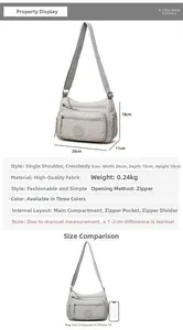 Waterproof nylon crossbody bag dimensions 26x11x18cm compared with iPhone 12 size
