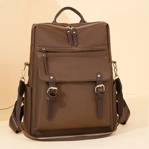 Zaino Moda Donna Nylon Impermeabile Finiture Pelle Tasche Multiple Grande Capacità Viaggio Scuola Casuale Scomparto Laptop