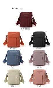 Multiple color options for the canvas messenger bag showing adjustable straps and zippers
