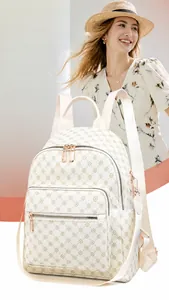 Dettaglio dello zaino da donna minimalista con motivi geometrici e cerniere oro rosa