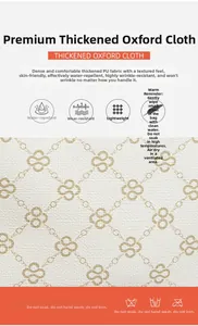 Dettaglio del tessuto Oxford beige impermeabile con monogramma marrone e rombi
