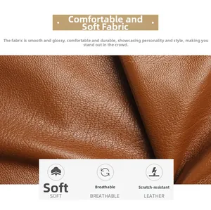 Close-up of brown litchi grain leather showing soft, breathable, and scratch-resistant texture