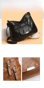 Close-up of pebble-grained soft leather texture and premium metal zipper detailing