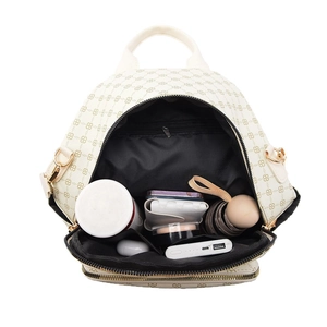 Zaino beige alla moda con motivi floreali e ampio scomparto interno organizzato