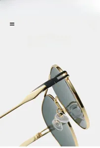 Close-up of golden aviator sunglasses hinge and soft silicone nose pads detail