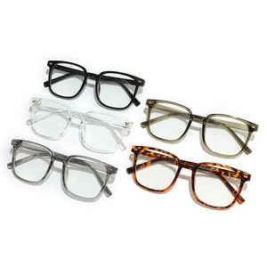 Lightweight square PC eyeglass frames in five colors including black and tortoiseshell