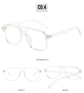 Detail view of transparent aviator glasses frames featuring a classic double bridge design