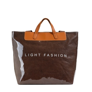Sac fourre-tout en papier Dupont rétro avec couche PVC et poignées en cuir marron