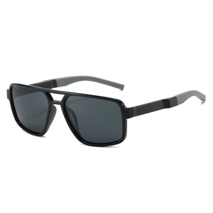 Occhiali Da Sole Polarizzati Uomo Montatura Quadrata Doppio Ponte UV400 Lenti PC TAC Vintage Guida All Aperto