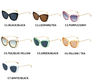 Collezione di occhiali da sole cat-eye con stanghette in metallo in sette colori