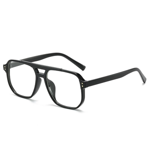 Retro Aviator Square Eyewear Frame Double Bridge Blue Light Blocking Plain Glasses Men Women PC Fashion Optical Eyeglasses