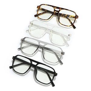 Classic pilot square eyewear frames with retro double bridge design in four colors