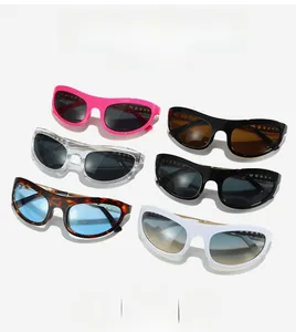 Collection of six trendy cat-eye sunglasses with metal hollow frames and diverse lenses