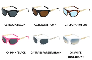 Cat eye sunglasses multi-pack with hollow metal temples and six diverse frame colors