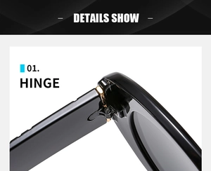 Macro detail of high-quality gold metal hinge on trendy thick black frame sunglasses