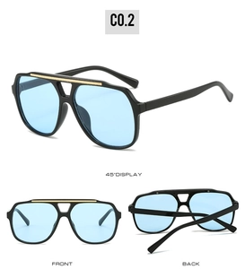 Retro aviator glasses with double bridge, black frame, and gold metal stripe details