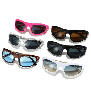 Cat eye sunglasses with metallic cutout temples in multiple colors and sleek athletic design