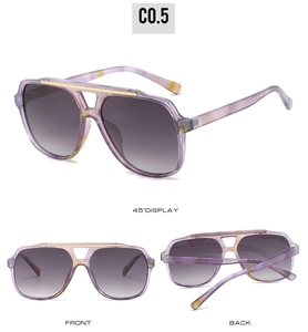 Detail view of aviator glasses C0.5 with purple tortoiseshell frame and gold metal accents