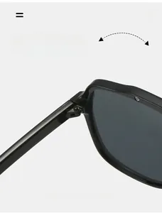 Detail of durable texture metal hinge on black retro aviator sunglasses frame