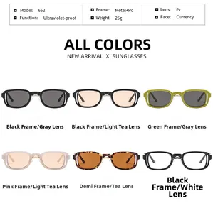 Detailed view of square sunglasses specifications and multi-color SKU selection options