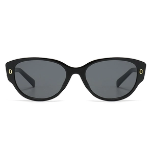 Chic cat eye sunglasses with black frames and gold metal accents for women's fashion