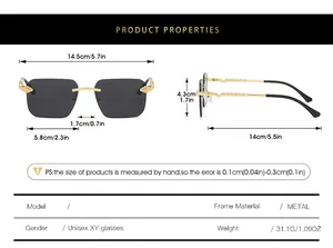 Guide détaillé des dimensions pour lunettes de soleil carrées sans monture avec mesures