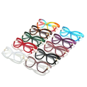 Rainbow cat-eye glasses frames with pearl accents in ten assorted colors for women
