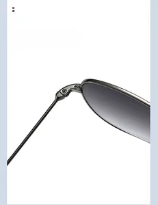 Detail of durable stainless steel hinge for square aviator sunglasses with metal texture