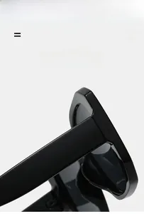 Detail of high-elasticity hinges on lightweight black square frame sunglasses
