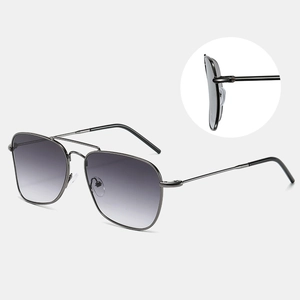 Aviator Sunglasses Metal Frame Square Double Bridge UV400 Protection PC Lens Fashion Retro Eyewear For Men Women