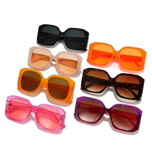 Oversized square sunglasses in various colors including black, cream and leopard print