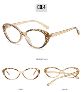 Detailed multi-angle view of cat-eye TR90 frames showing the model TR-84351 numbering